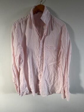 PINK Shirtmaker London Men’s Shirt 100% Linen Pink Button Front XL